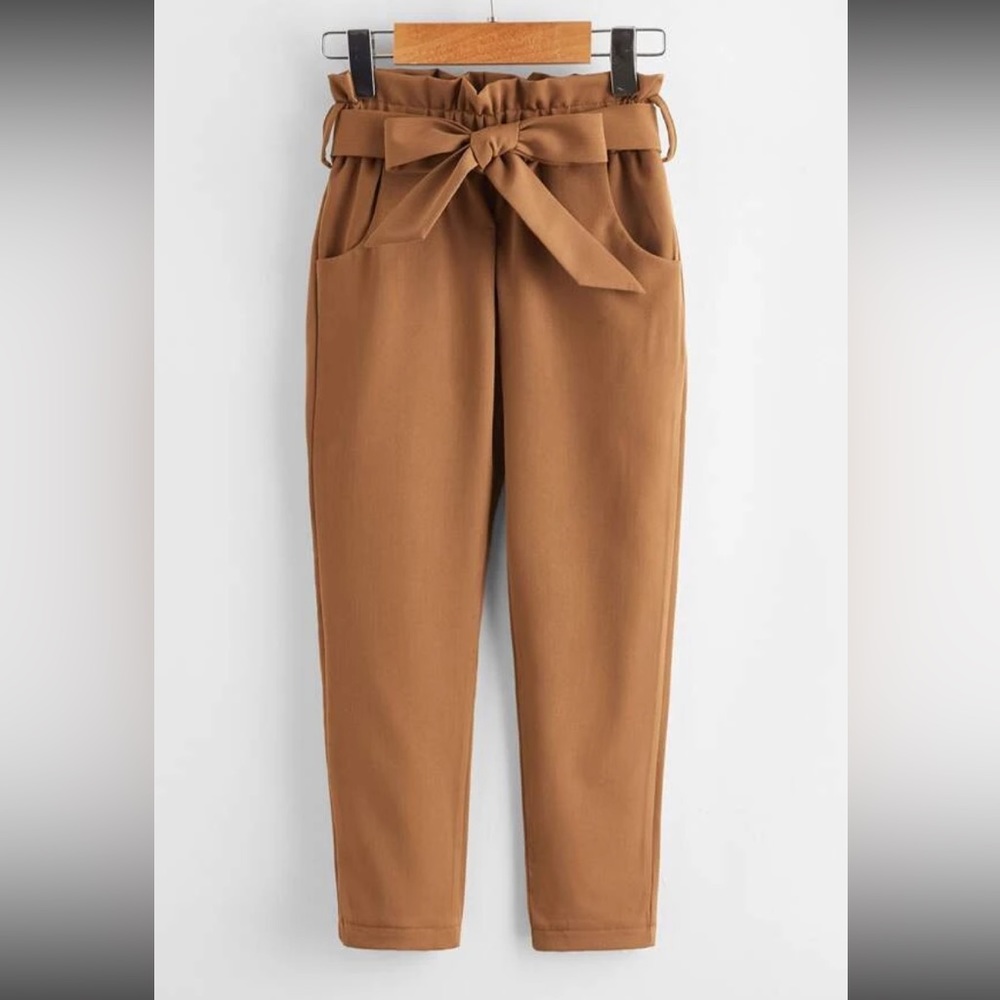 Girls SHEIN brown paperbag pants size 5T